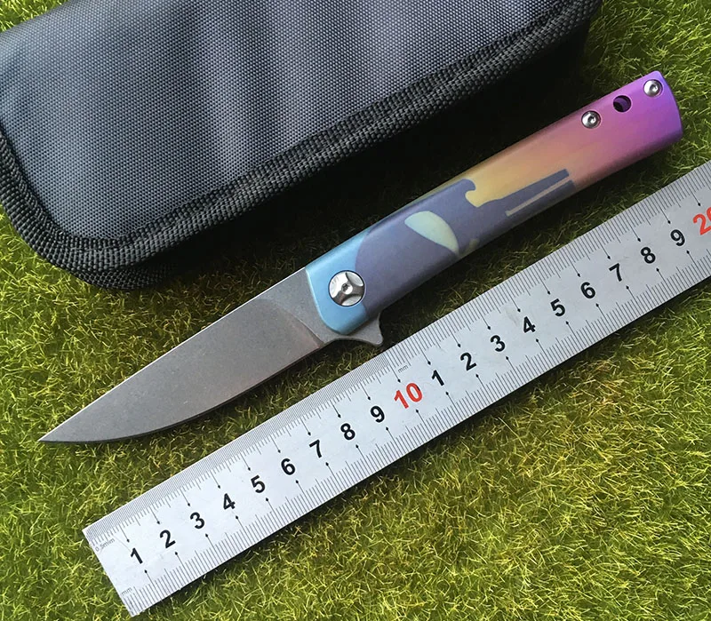 

LEMIFSHE L002 Flipper folding knife bearings D2 blade TC4 Titanium handle outdoor camping hunting fruit Knives EDC tools