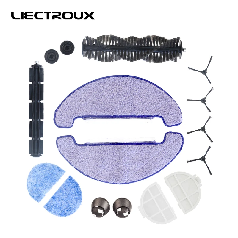 Для X5S) запчасти на LIECTROUX робот Пылесос X5S, боковая щетка* 4, Основная Щетка* 1, Резиновая Щетка* 1, тряпка* 2, hepa фильтр* 2, основной фильтр* 2, переднее колесо* 2