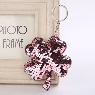 

Cute Chaveiro Lucky leaf Keychain Glitter Sequins Key Chain Gifts For Women Laveros Mujer Car Bag Accessories Key Ring Leaves