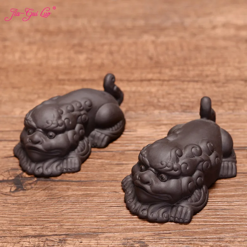 

JIA-GUI LUO 1 pair Tea Pet Creative Purple Clay Decoration Boutique Lucky Tea Accessories brave troops Tea pet ornaments N003