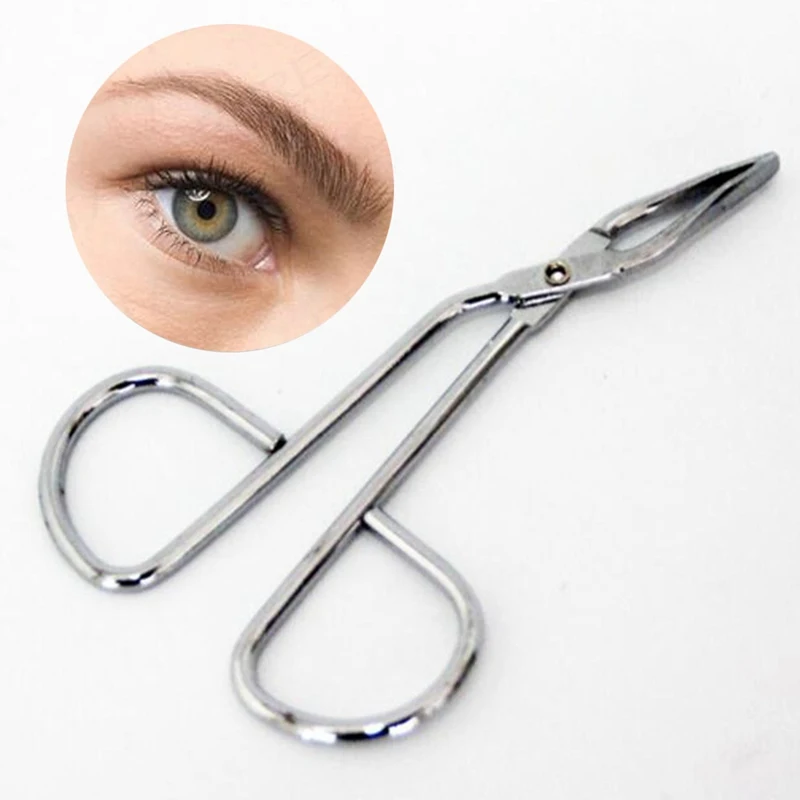 1PCS Scissors Flat Tip Eyebrow Extension Tweezer Clamp Plier Eyebrows