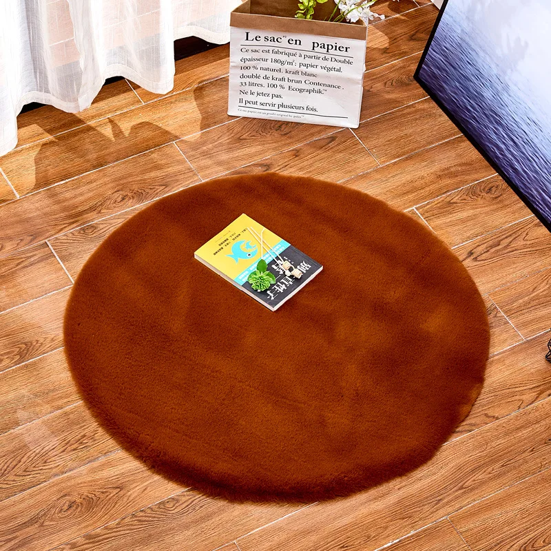 

New fashion imitation rabbit fur carpet customizable bedroom bedside blanket home thickening rugs living room round floor mat