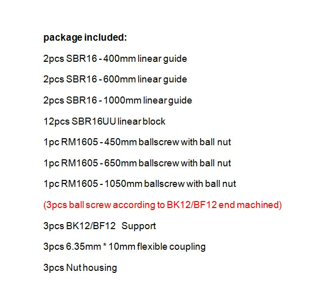 6 SBR16/20 линейный направляющий рельс+ 3 шариковых винта RM1605+ 3BK/BF12+ Корпус гайки+ муфты для ЧПУ маршрутизатор/фрезерный станок - Цвет: SBR16 400 600 1000