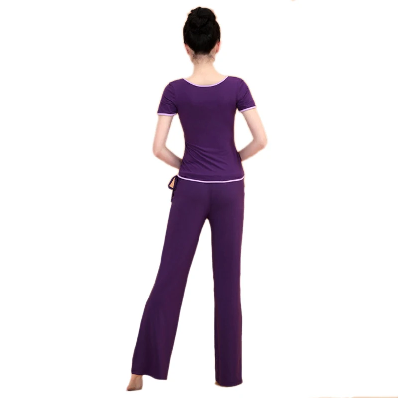 Женский модальный комплект для йоги, рубашка, штаны, спортивный костюм, фитнес, бег, спортивный костюм, прямые штаны, одежда из двух частей