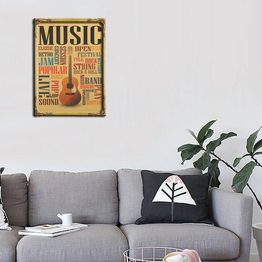 TIE LER Music Guitar B Models Poster Home Decor Modern Rock Wall Sticker for Bedroom Wall Poster 47X36cm