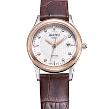 Fashion Luxury NAKZEN Brand Ladies Models Sapphire Mirror 10ATM Waterproof Brown font b Watches b font