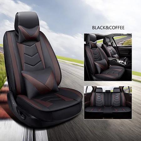 Новые универсальные чехлы для сидений автомобиля из искусственной кожи для Honda CRV XRV Odyssey City crosstour CRIDER VEZEL Accord АВТО Универсальный Набор подушек - Название цвета: Coffee Deluxe