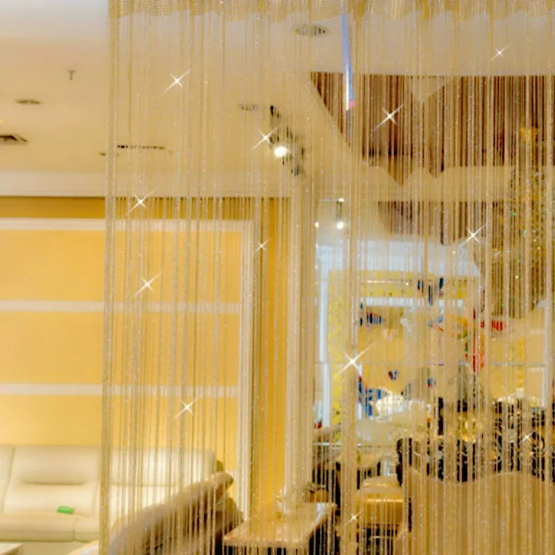

200x100 cm Modern Cute Flash Line Shiny Tassel String Door Curtain Window Room Divider Curtain Valance Home Decoration