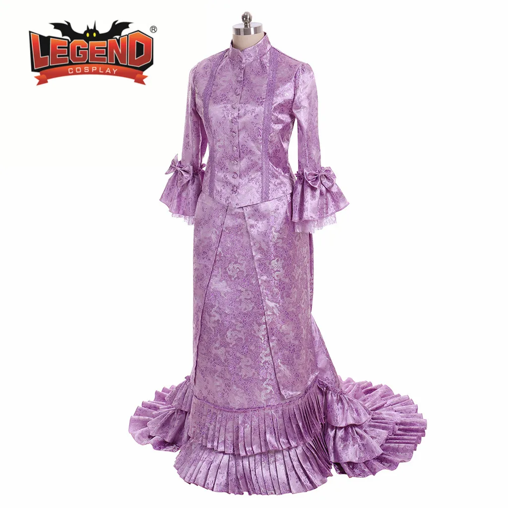 

Victorian Dresses French Bustle Period Ball Gowns Reenactment Costumes Steampunk Gothic Bustle gown dress purple Floral Dress
