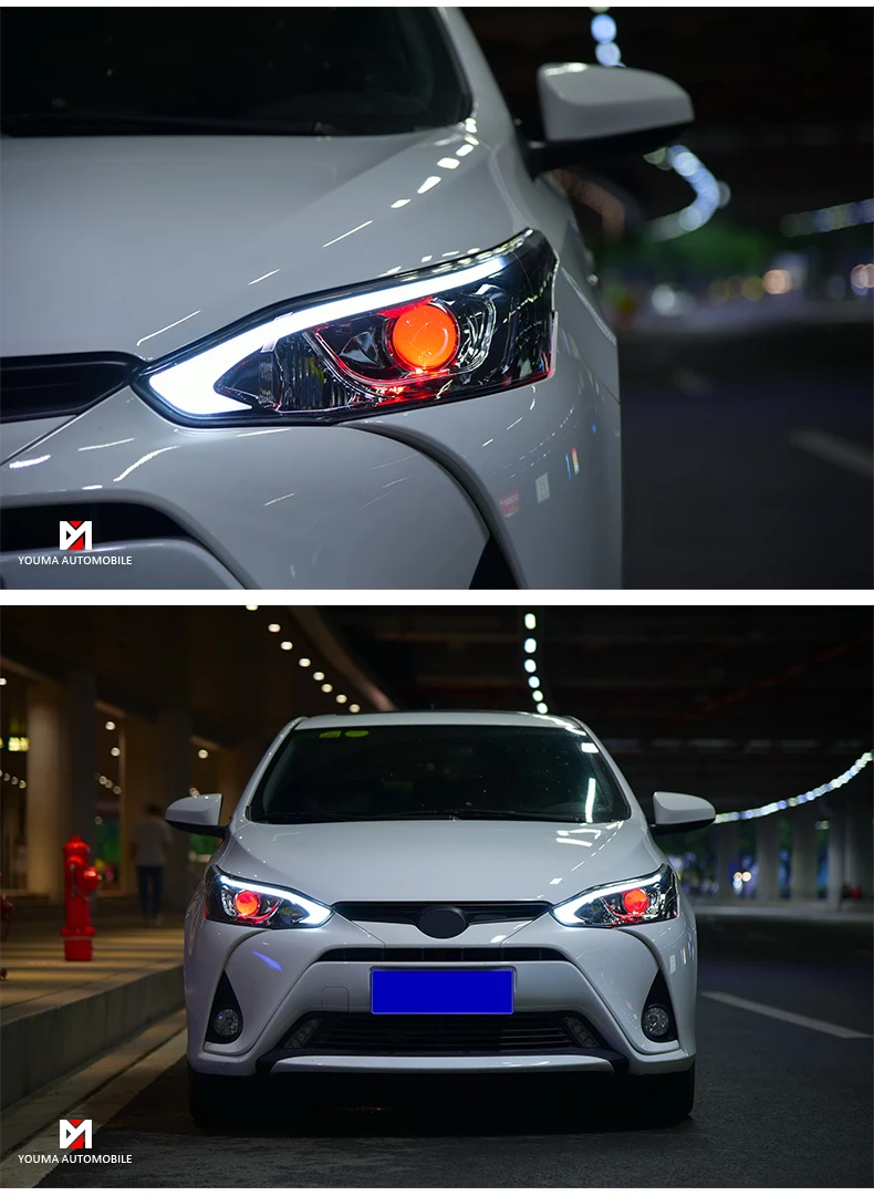 Светодиодная лампа для автомобиля фары для Toyota Yaris L- светодиодные фары DRL ходовые огни Биксеноновые Противотуманные фары ангельские глаза