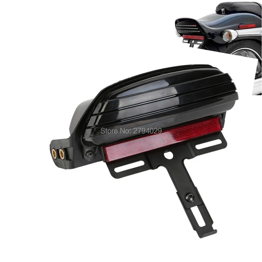 

New Smoke Tri-Bar Fender LED Tail Light+License Plate Bracket For 06-UP Harley Softail FXST FXSTB FXSTC Custom Free Shipping