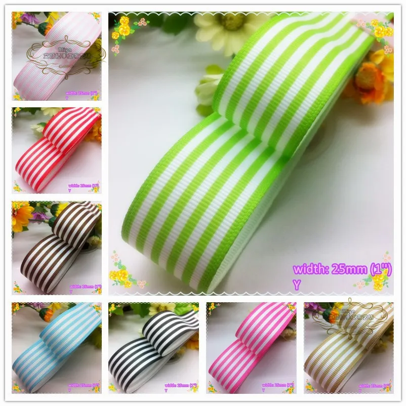 

10 styles to select 10 yards Popular stripes printed Grosgrain Ribbons Quality Tapes for hairbow gift pack clothing Bowknot diy