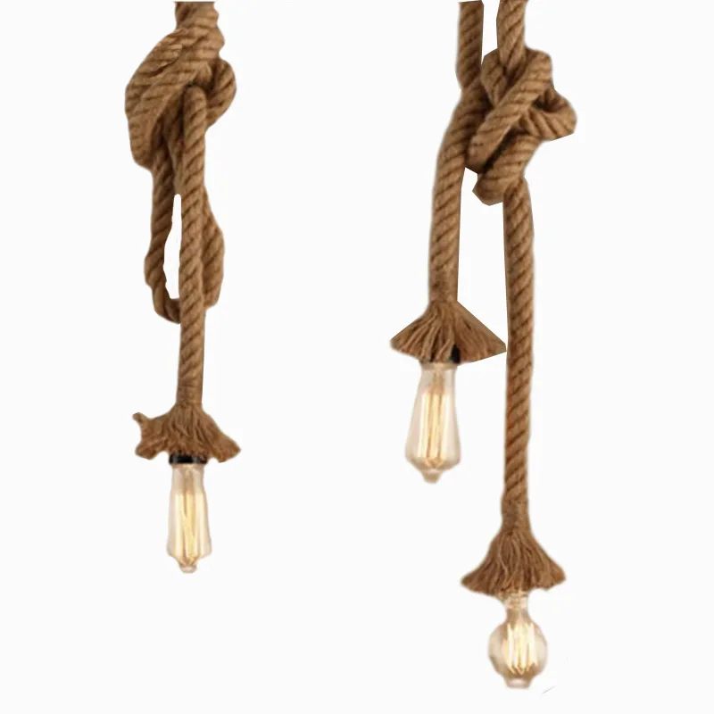 

Loft Hemp Rope Pendant Light Retro Countryside Hemp Rope Lamp Pendant Lights for Living Room or Cafe Lighting AC 90-260V E27