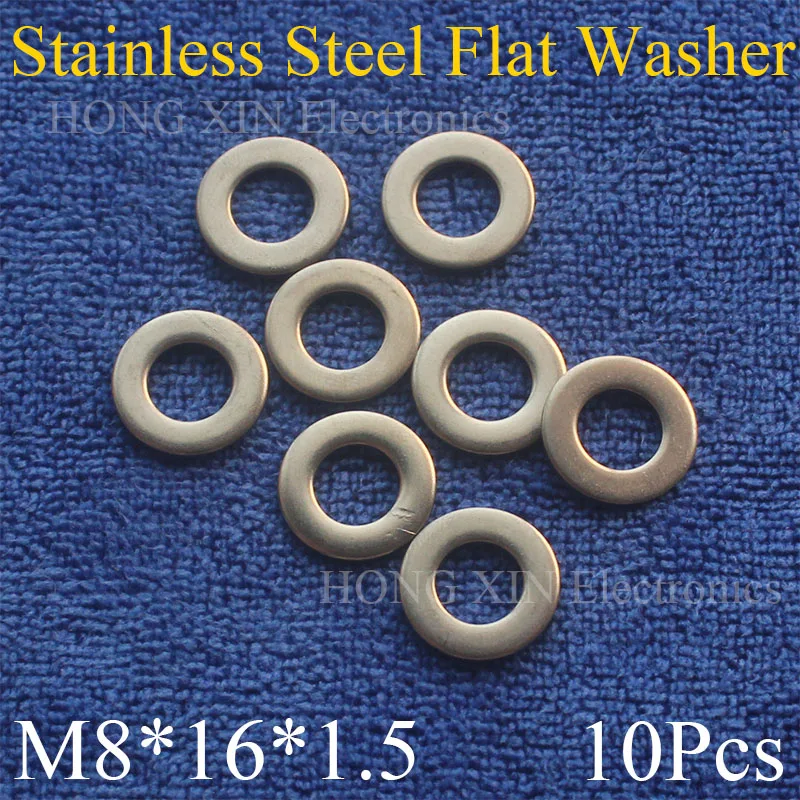 

10Pcs Large M8*16*1.5mm Stainless Steel Flat Washer Price High Quality Flat Pad Plain Washer Ring Washer