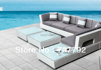

Top Sale Patio Furniture White Rattan Sectional Sofa Set