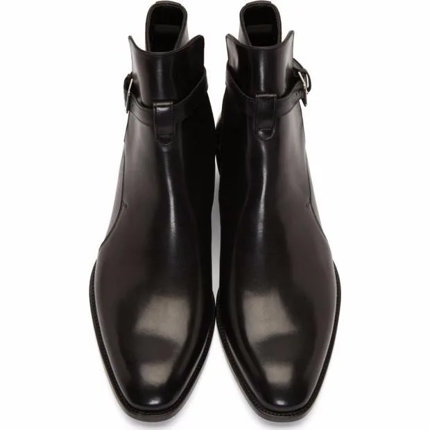 WPG Europe style leopard High heels Chelsea boots black Brown Winter men's shoes Men's Scrub leather shoes High quality