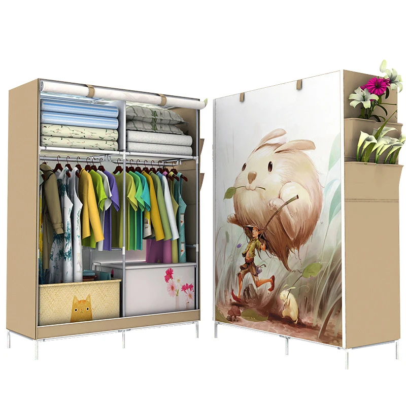 

3D Pattern Large Wardrobe Non-woven Folding Cloth Wardrobe Reinforcement Combination Home Cabinet Panoramic Wardrobe