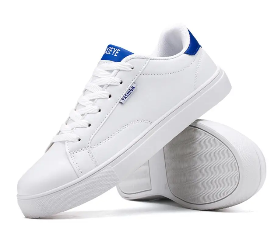 2019 Spring New Men Casual Shoes Breathable Wear Resistant chunky Shoes Comfortable Summer White Round Toe Lace up Flat Snekaers