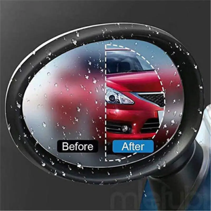 Комплект из 2 предметов, прозрачная пленка для зеркала заднего вида, непромокаемая защитная пленка 9,5 см для автомобиля, с аппликатором для влажной ткани