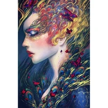 Алмазная картина Полная площадь/круглая Алмазная вышивка "Девушка фантазия бабочка" вышивка-мозаика стразами украшение дома