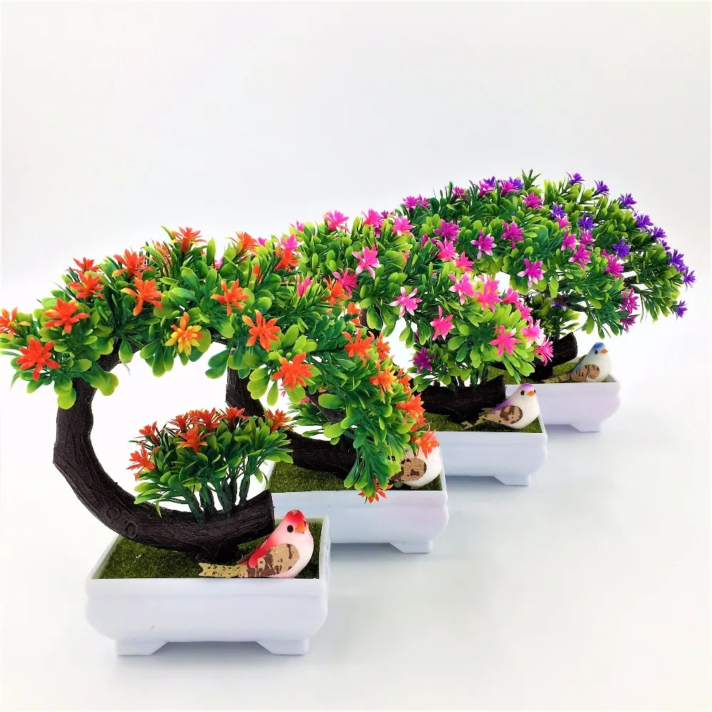 Новое поступление искусственные декоративные цветы венки растения дерево цветок бонсай поддельные цветы сосны Komatsu ваза для цветов