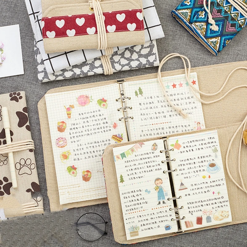 

Kiss Buty 2018-2019 Japan Canvas Fabric Notebook Planner Dairy Agenda Checkered Notebook for Student stationery Office Supplies