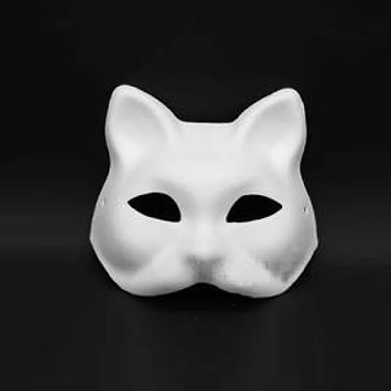 Кошка лиса Неокрашенная пустая белая маска для женщин леди девушки венецианские маскарадные партийные принадлежности DIY Целлюлозные маски navidad