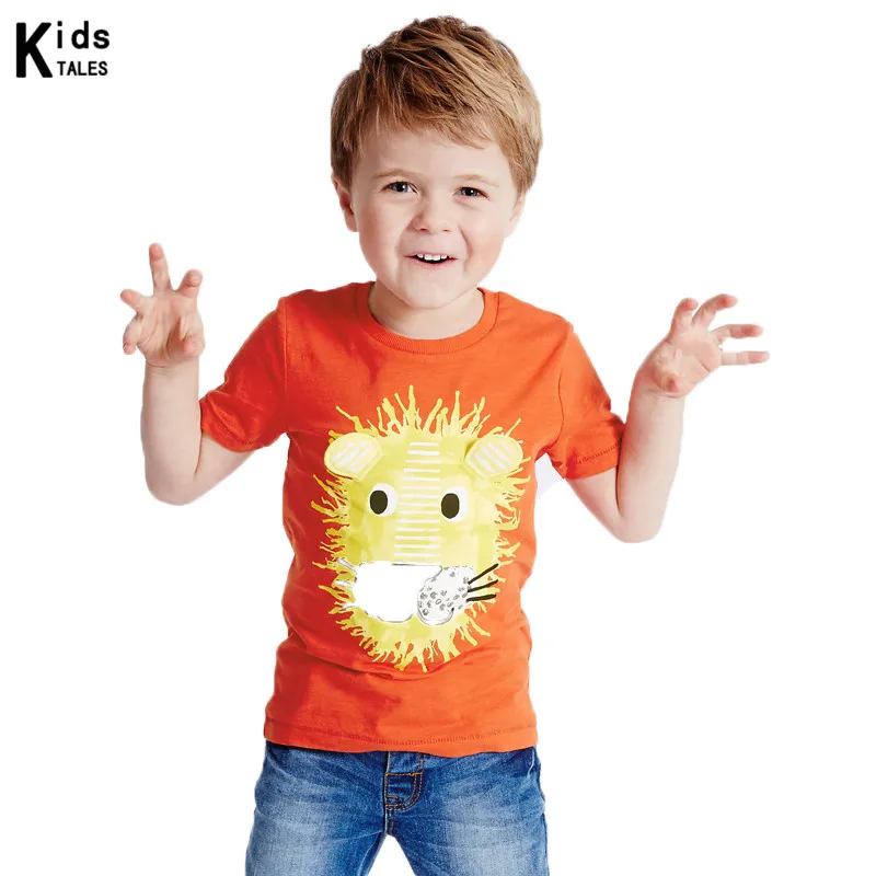 

Summer clothes for boys children's t-shirts 2019 branded t-shirt for girls cotton tops lion print clothes for 2-6Y babies