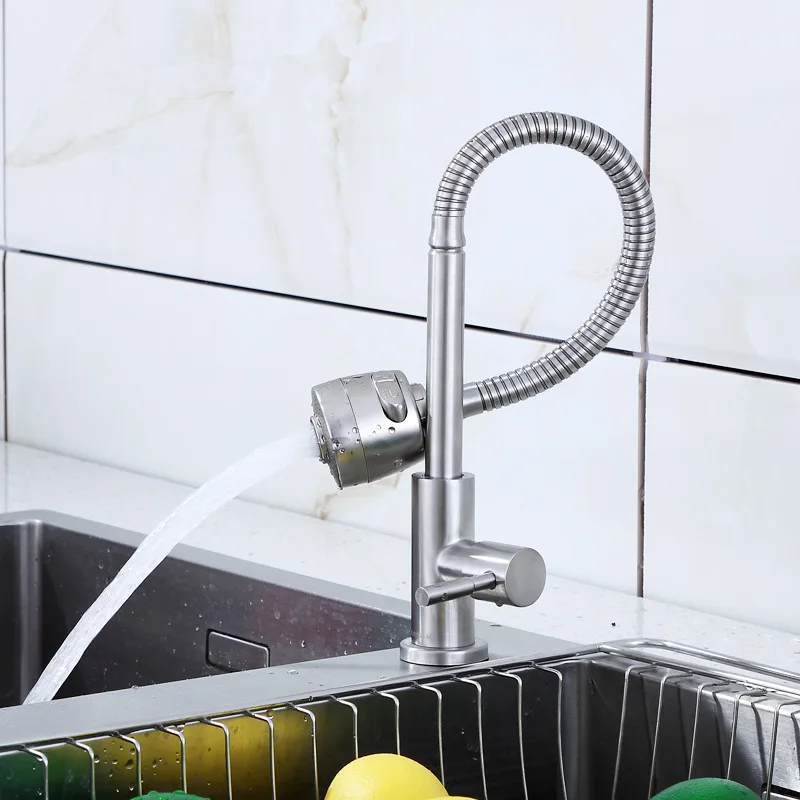 MOIIO Flexible Design Kitchen Sink Faucet Pull Out Kithcen Faucet Swivel Spout Chrome Hot and Cold  Mixer Tap Flexible Faucet