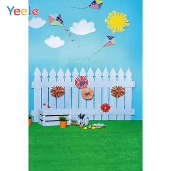 

Yeele Paper Sky Clouds Lattice Flowers Baby Shower Photography Backgrounds Customized Photographic Backdrops for Photo Studio