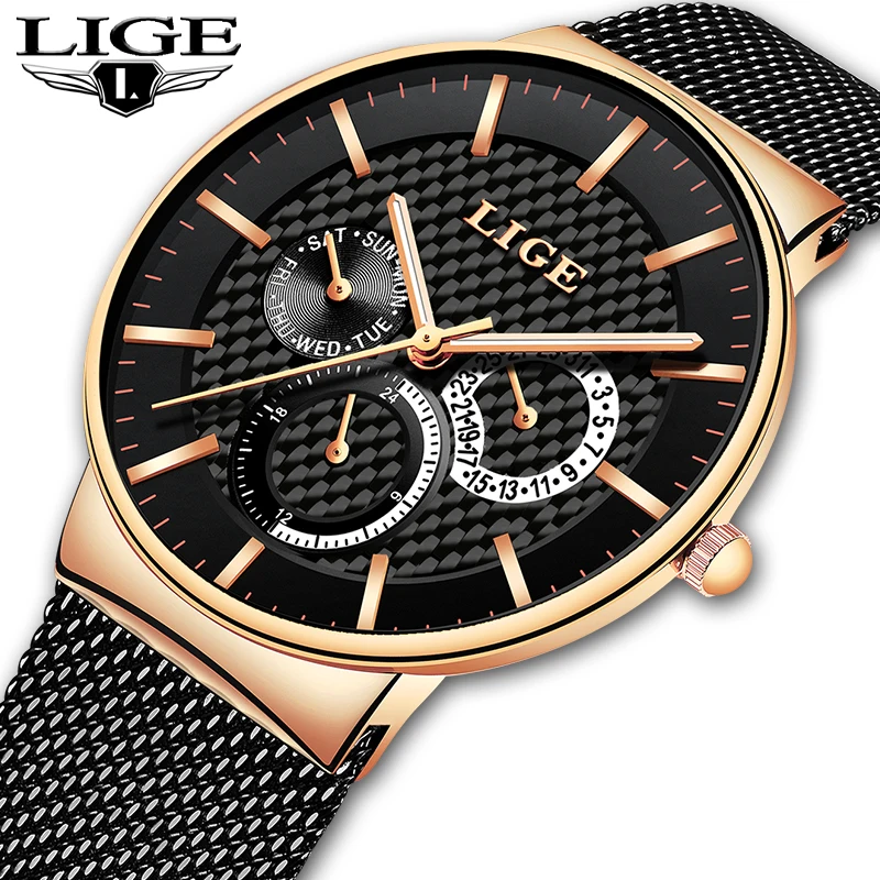 

Men Watches LIGE Top Brand Luxury Ultra Thin Business Chronograph Fashion Stainless Steel Waterproof Watch Men Relogio Masculino