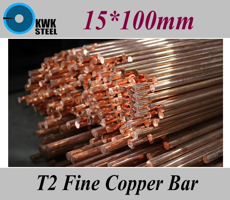 15*100mm T2 Fine Copper Bar Pure Round Copper Bars DIY Material Free