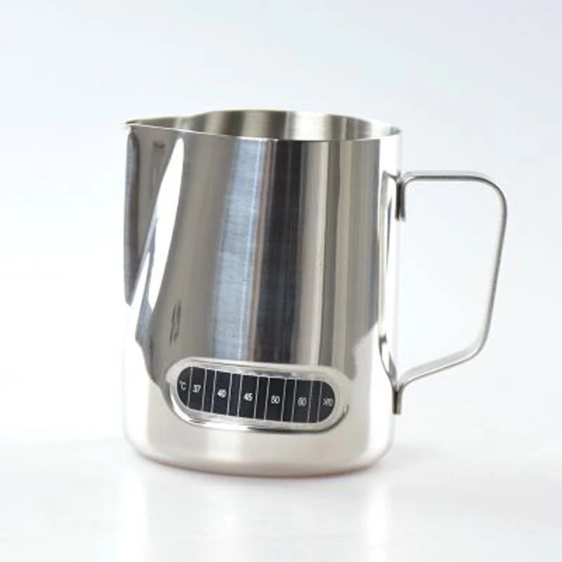1pc Expresso Stainless Steel Coffee Pitcher Thermometer Milk Frothing Tea Latte Jug
