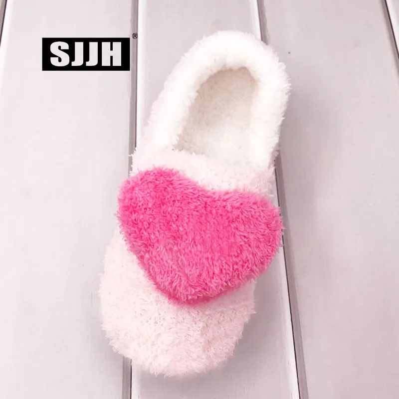 SJJH Woman Winter Flock Home Slippers Cover Heel Warm Short Plush Footwear Cute Sweet Indoor Bedroom Floor Shoes D726 SJJH Woman Winter Flock Home Slippers Cover Heel Warm Short Plush Footwear Cute Sweet Indoor Bedroom Floor Shoes D726