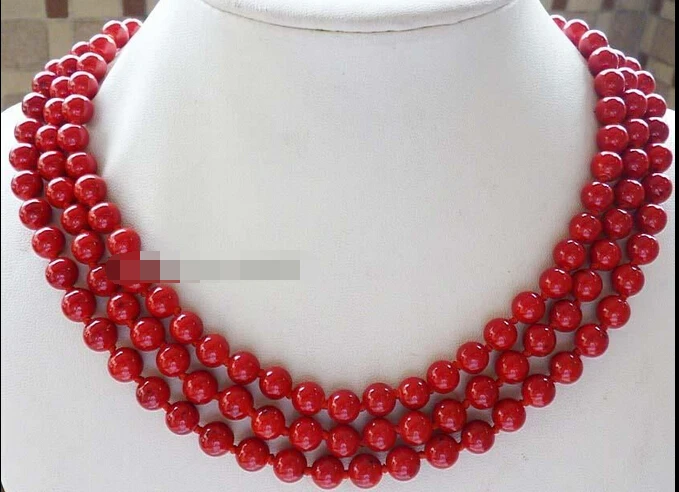 

ddh002441 Elegant !Natural 8mm Red coral Necklace 52" 28% Discount