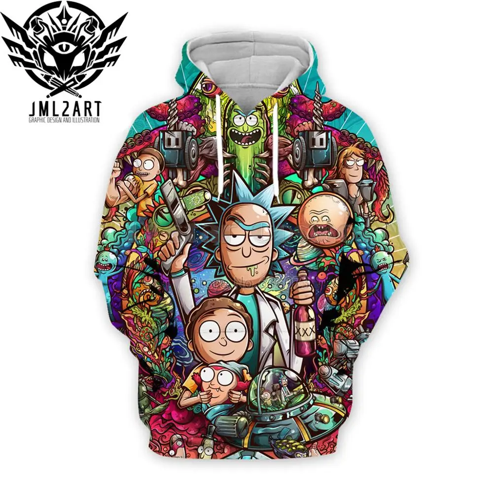 Billige PLstar Cosmos Drop verschiffen Durch jml2 Kunst Mode Männer hoodies Rick und Morty 3D Druck Cartoon Hoodie streetwear Casual Trainingsanzug