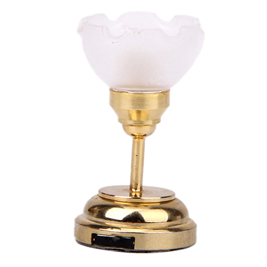 1:12 Scale Dollhouse Miniature Wall Desk Table Ceiling LED Lights Lamp Bedroom Living Room Furniture Decoration Acc Golden