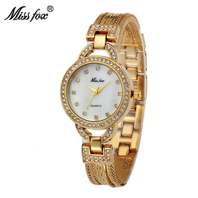 

Fashion Woman Steel Mesh Quartz Watch Cute Pearl Shell Luxury Women Gold Watches Miss Fox Rhinestone Sweet Style Watch