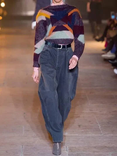 

Woman CADELIA OVERSIZE JUMPER WITH GRAPHIC INTARSIA Multicoloured wool and mohair blend Short Knitted Sweaters 2018 Runway