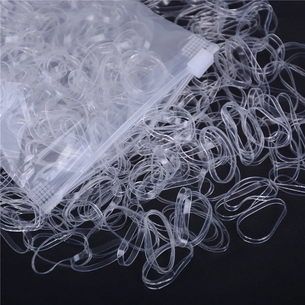 500pcs/pack Clear Elastic Rubber Band Hair Ties Ropes Ponytail Holder