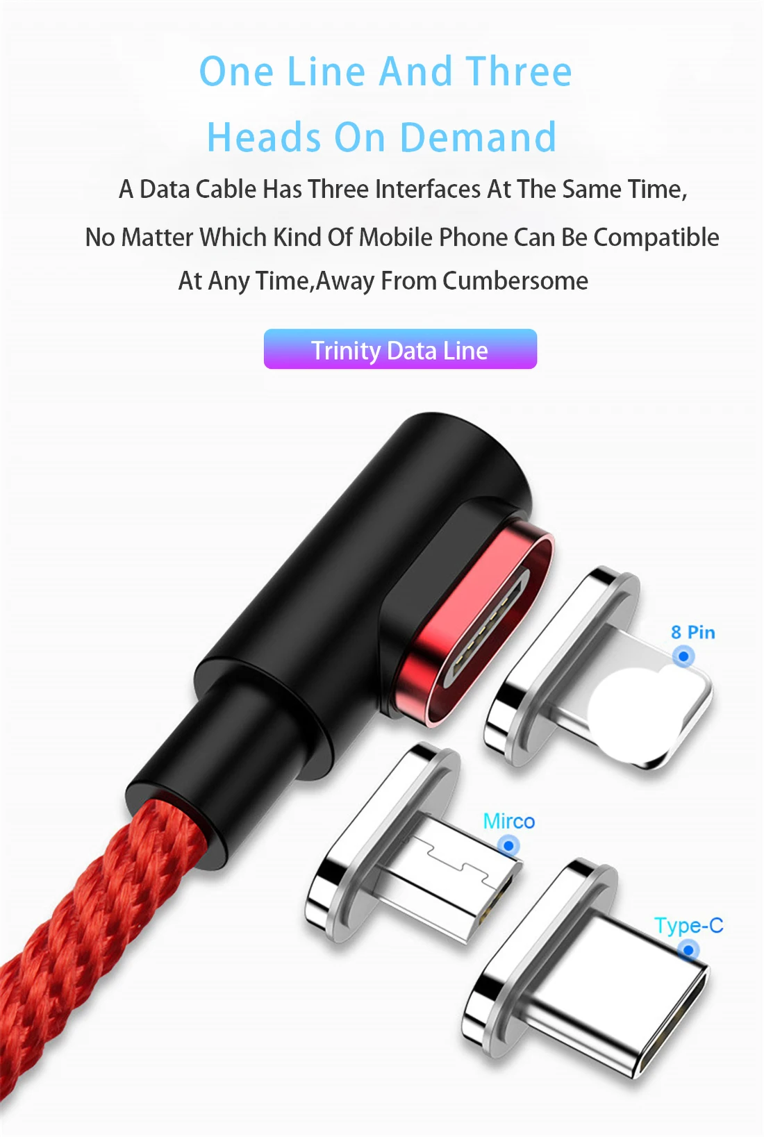 Магнитный зарядный кабель Micro usb type C провод 3A Быстрая зарядка для iphone X samsung S10 huawei USB C 90 градусов Магнитный шнур зарядного устройства