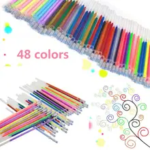 48 цветов гелевые ручки блестящая раскраска Рисунок Живопись ремесло маркеры канцелярские 0,8 мм перьевая ручка