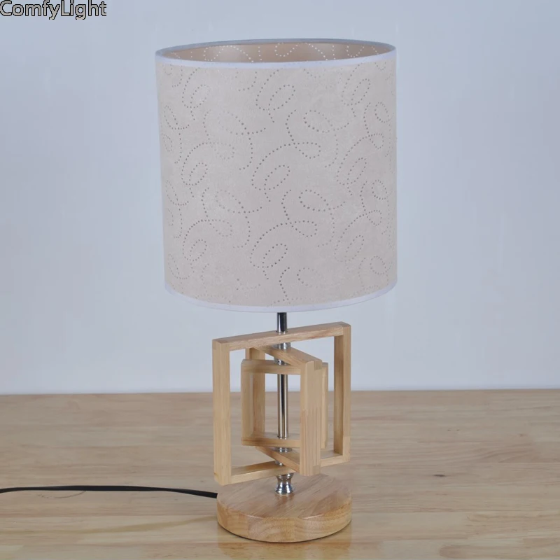 Европейский стиль настольная лампа деревянная прикроватная с тканевым абажуром lamparas de mesa Настольный светильник Deco Luminaria для гостиной