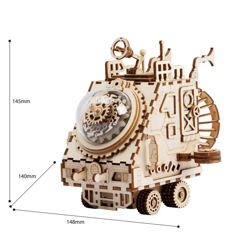 ROKR DIY космический автомобиль стимпанк музыкальная шкатулка 3D деревянная головоломка музыкальные игрушки Сборная модель Строительный набор для дропшиппинг AM681