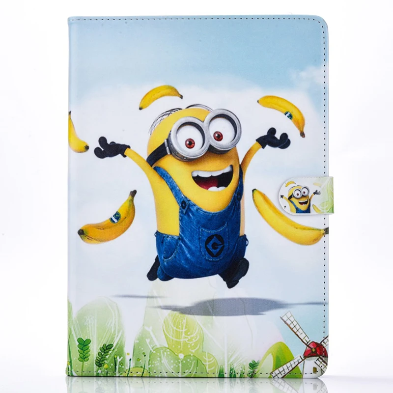 

New PU Leather Case smart cover bag For Apple ipad Air 2 stand case for iPad 6 Despicable Me Minions Character Fashion Cartoon