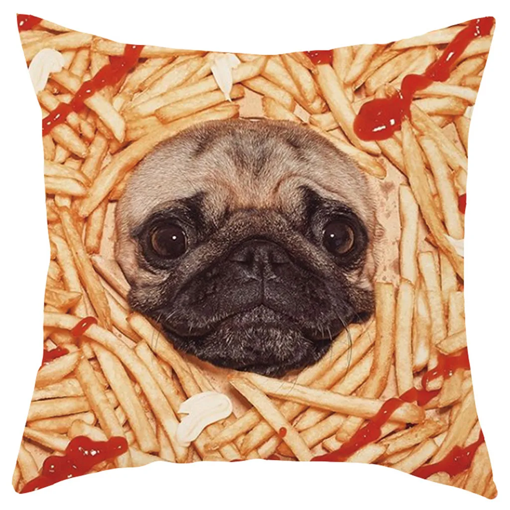 

Gajjar New Gourmet Element Short Plush Pillowcase Cute Dog Pattern Printed Sofa Cushion Set Home Decoration dropshipping 408W