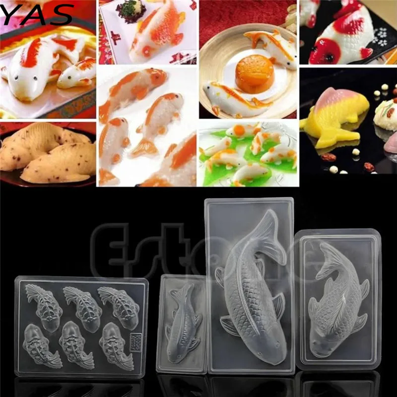 

YAS 6 Koi Fish Plastic Jelly Handmade Pattern Cake Mold DIY Chocolate Cream Sugar Cutter Bakeware Paste Fondant Sugarcraft Decor