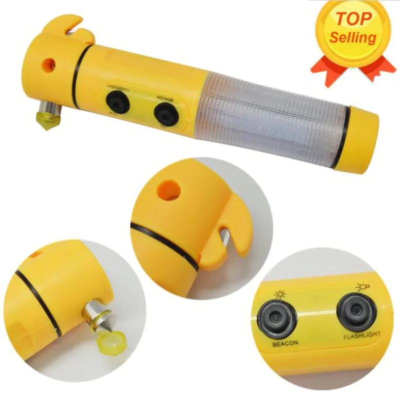 Free shipping 4 in 1 Car LED Flashlight Car safety hammer escape hammer Emergency Hammer Auto