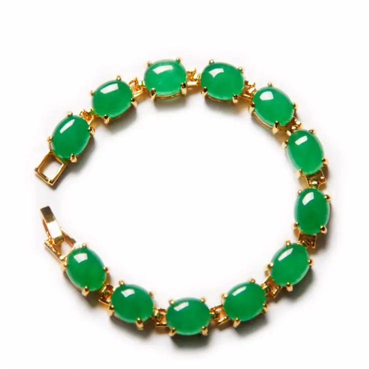 

Natural Malay jade Hand catenary FeiCui green malay jade mosaic catenary stone Lucky Stretch Elastic Bracelet Fashion Jewelry