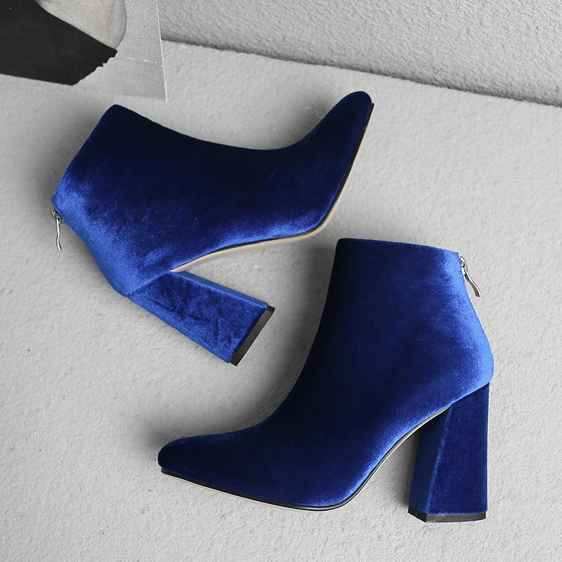

Pointed back zipper high heel short boot Autumn and winter new fashion gold velvet comfortable with women's boot ankle boot